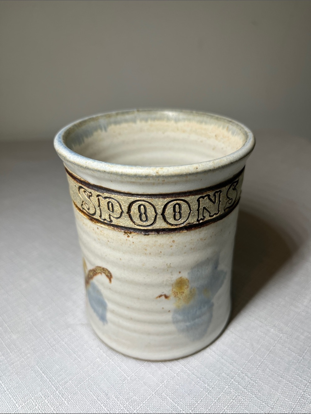 Phil Yordy Studio Art Pottery Spoon Utensil Holder 
St Jacobs Ontario Stoneware